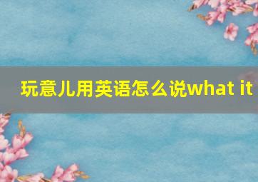 玩意儿用英语怎么说what it